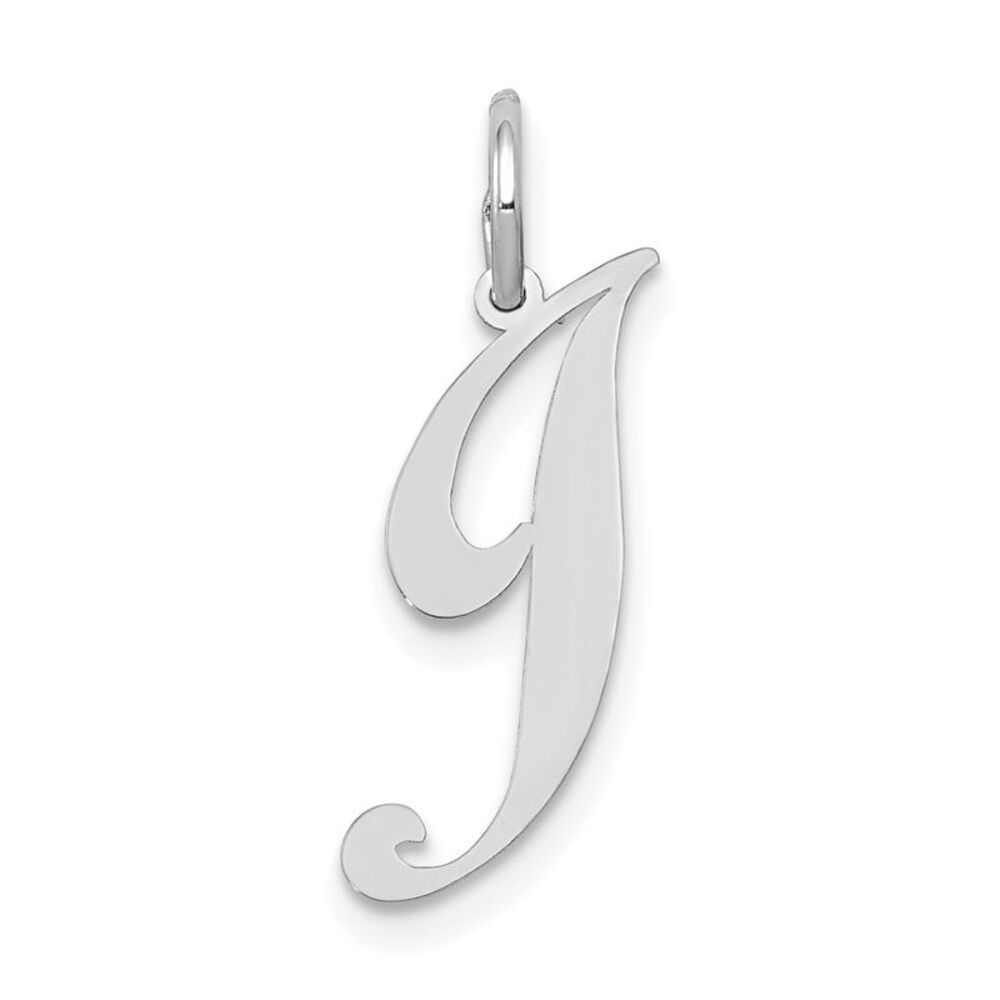 10k White Gold Small Fancy Script Initial J Charm - image 1